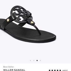 Tory Burch Black Sandals with Medallion